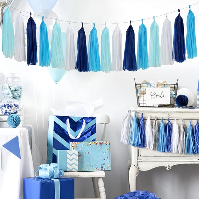 Light Royal Navy-Blue White Party-Decorations - Image 6
