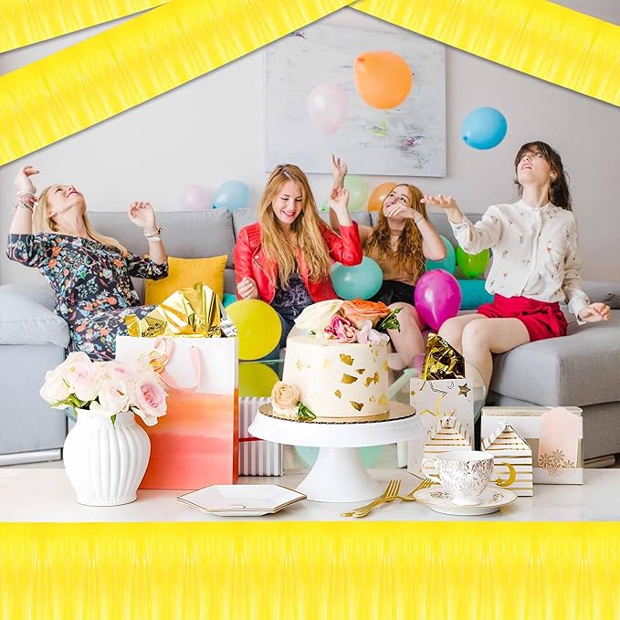 6 Pack 10 Ft Macaron Yellow Foil Fringe Garland Metallic Streamers Tinsel - Image 5