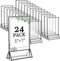 Floroom 24 Pack 5x7 Inch Clear Acrylic Sign Holders, Double-Sided Black Display by Floroom