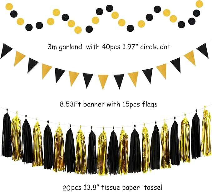 Black-Gold Graduation Party-Decorations - Image 3