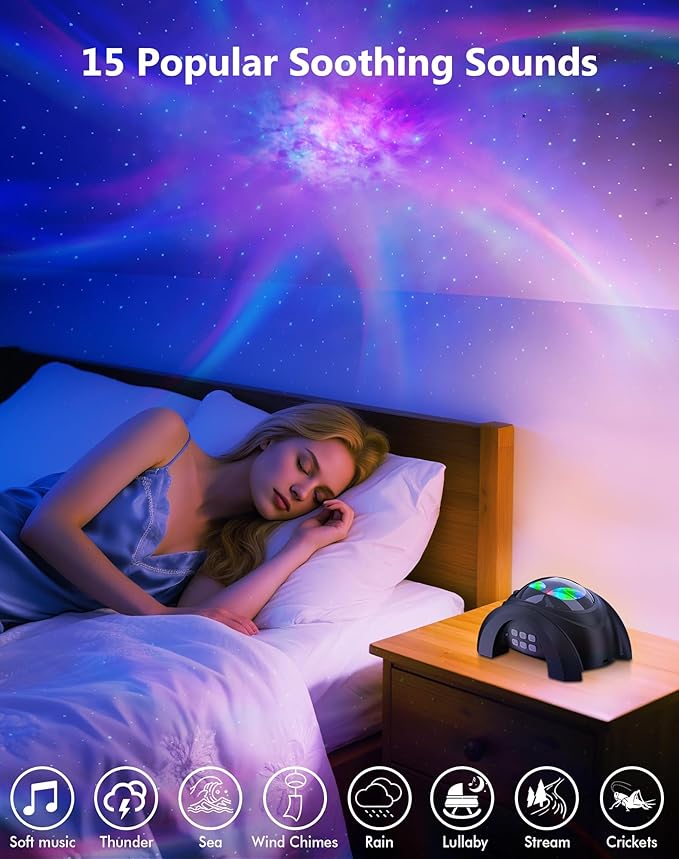 Rossetta Galaxy Projector, 58 Lighting Effects Star Projector Bluetooth Speaker - Image 3
