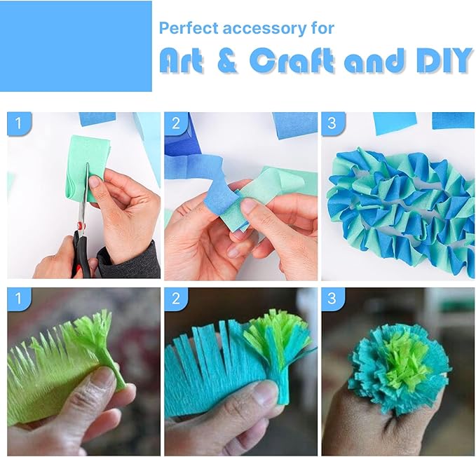 PartyWoo Blue Crepe Paper Streamers 4pcs 328ft Pack of Pearl Blue Crepe Paper - Image 4