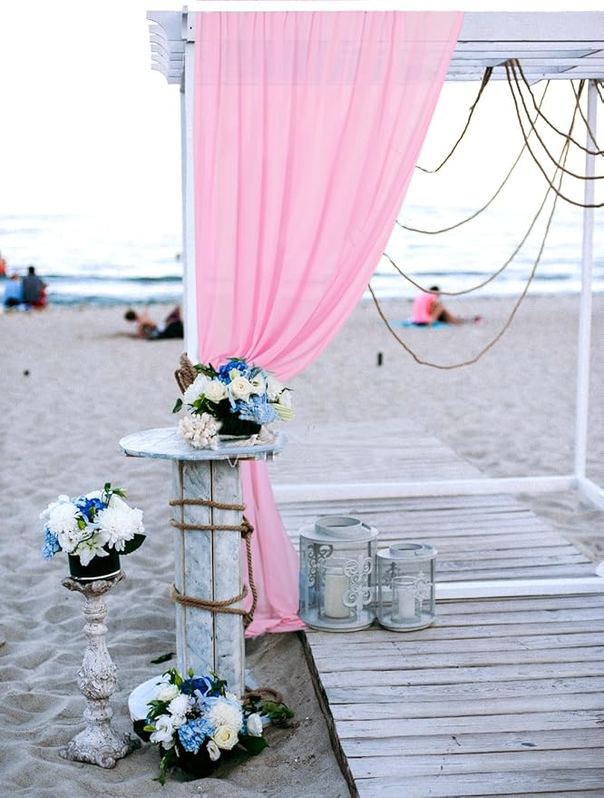 2 Panels 20Ft Wedding Arch Draping Fabric Baby Pink Chiffon Fabric Drapery - Image 6