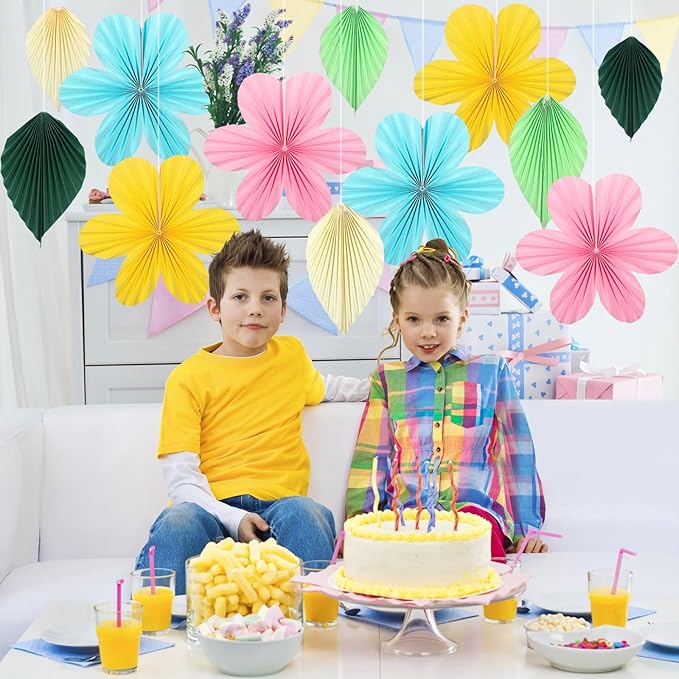 ADLKGG Paper Flowers Leaves Fan Party Decorations, Hanging Flower Wall Backdrop - Image 5