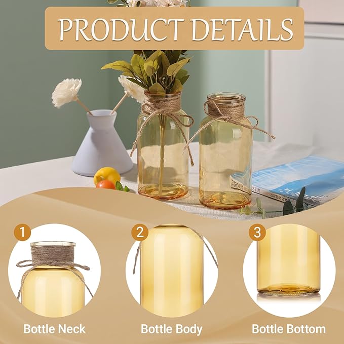 Gold Vases for Centerpieces Set of 12, Mason Jars Boho Cylinder Bud Vases in - Image 6