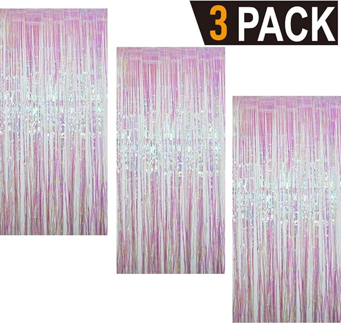 GOER 3.2 ft x 9.8 ft Metallic Tinsel Foil Fringe Curtains Party Photo Backdrop - Image 2