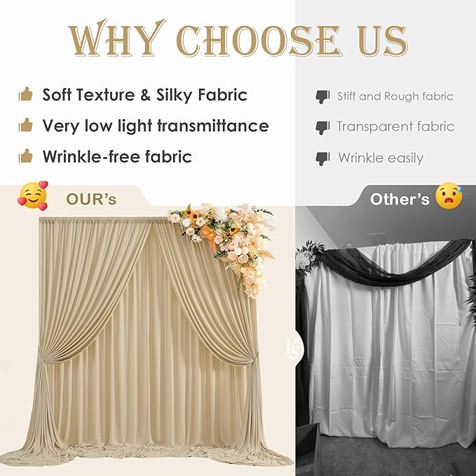 Wrinkle Free Beige Backdrop Curtains - Image 4