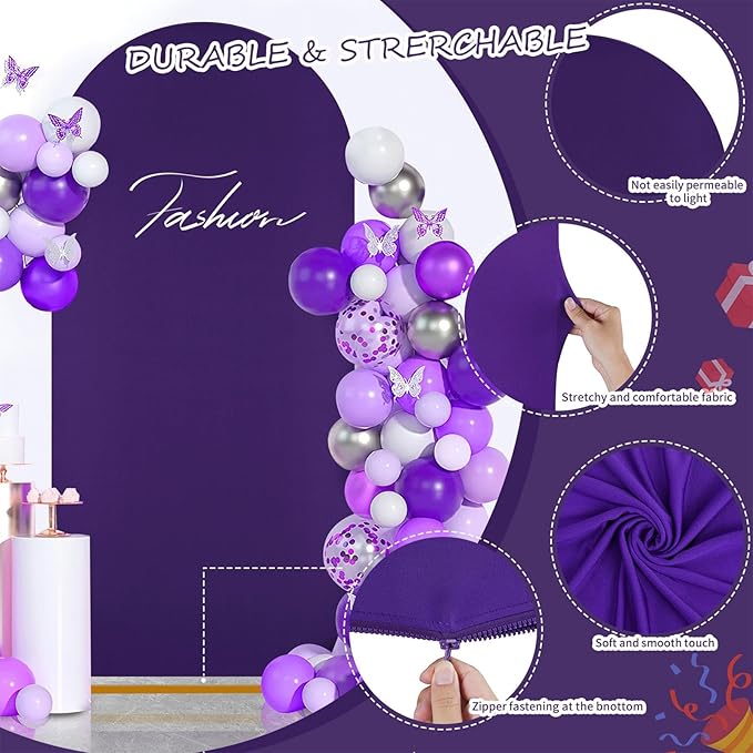 SoarDream 7.2FT Wedding Arch Cover Purple Spandex Fitted Wedding Arch Stand - Image 5