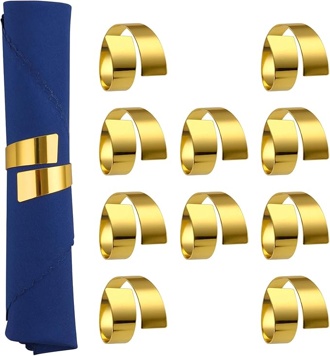 Gold Napkin Rings Set of 10, Metal Material by Unknown