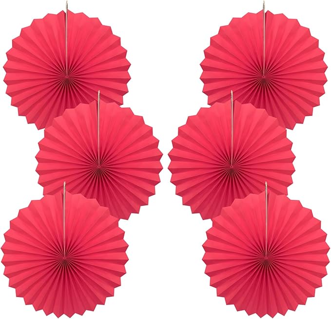 Red Birthday Decorations, DIY Red Paper Fans Hanging Decoration, Party Supplies by BARTHEW