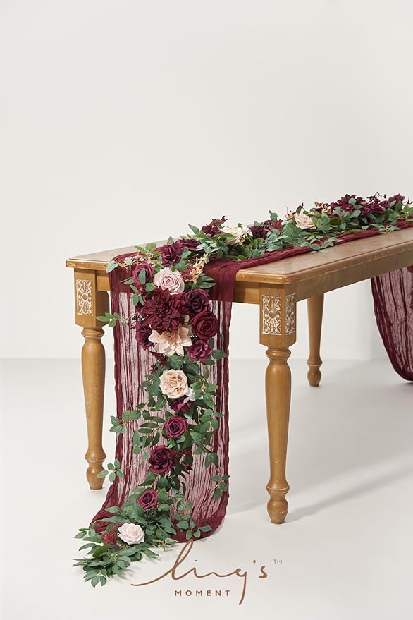 Ling's Moment Flower Garland - 6FT Eucalyptus & Rose - Sweetheart Table Decor - Image 2