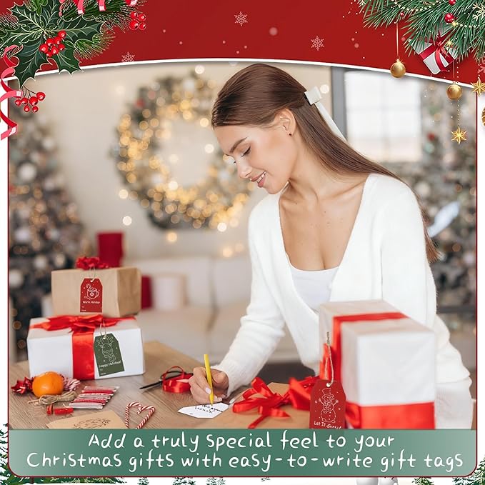 100PCS Christmas Gift Tags 10 Styles Merry Christmas Gift Tags - Image 6