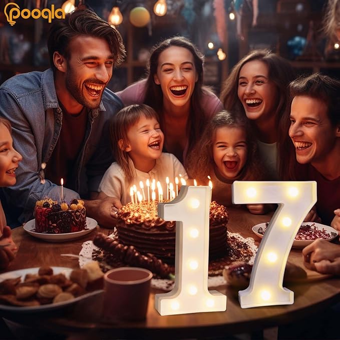 Pooqla Decorative LED Light Up Number Letters, Battery Operated - Image 2