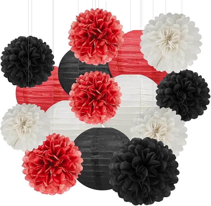 White Red Black Party Decorations by HongTongTong