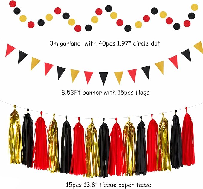 Red Black-Gold Casino Theme Party-Decorations - Image 2