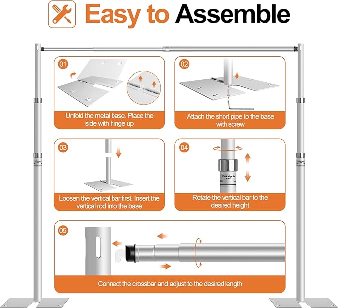 FUDESY Pipe and Drape Backdrop Stand Kit, 8.6x10ft Heavy Duty Backdrop Stand - Image 6
