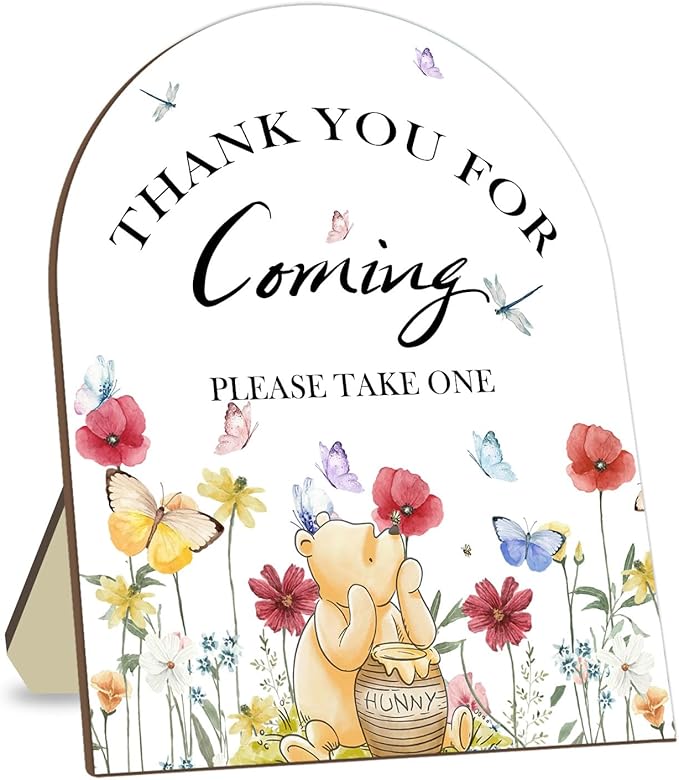 Winnie Bridal Shower Sign, Classic Pooh Thank You Wooden Sign by CelebrateEveryMoment