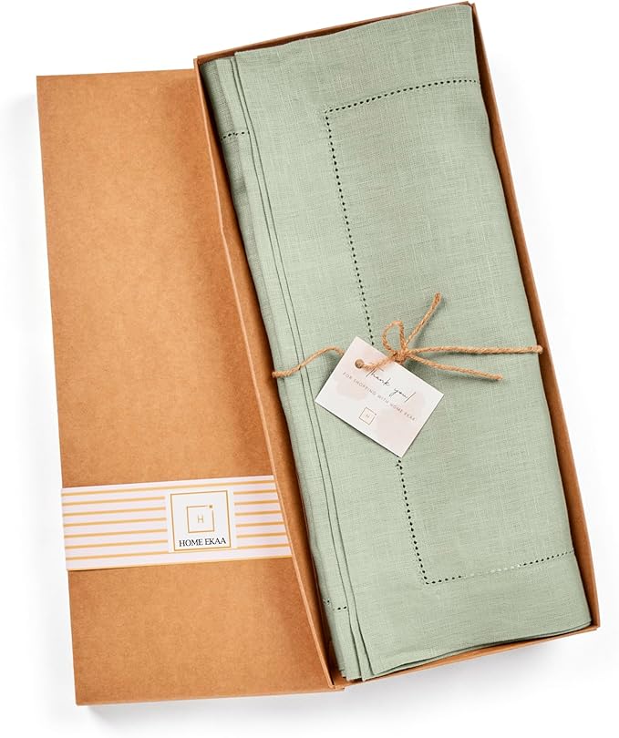 Linen Table Runner 90 inches Long – 100% Pure Linen Sage Green Hemstitch Table - Image 6