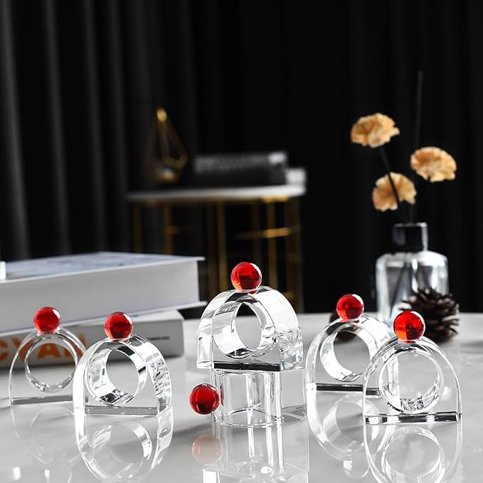 Crystal Napkin Rings Holder Silver Diamond Napkin Rings Pack of 6 Pieces - Image 6