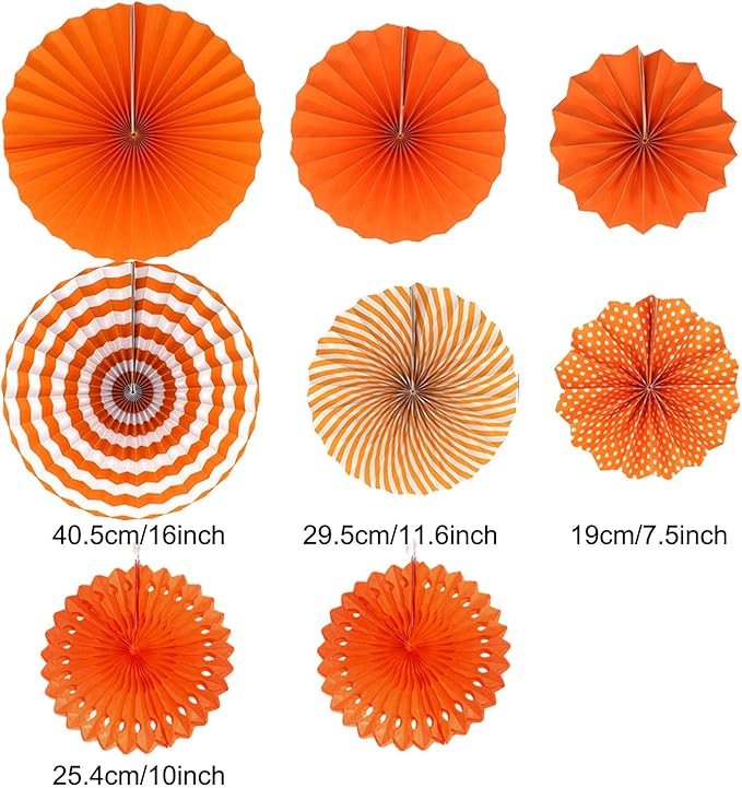 Hanging Paper Fan Set, Tissue Paper Pom Poms Flower Fan and Honeycomb Balls - Image 2