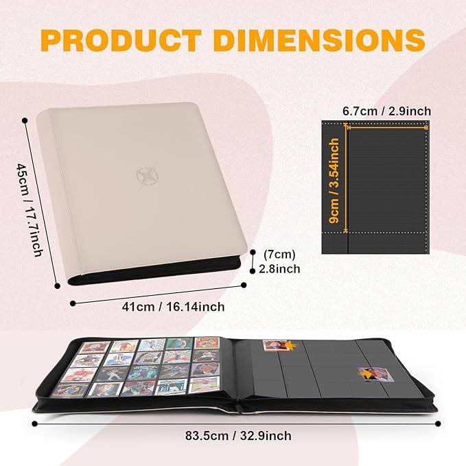 20-Pocket Card Binder, Trading Card Binder Holds 2000 Cards, Premium Zippered - Image 3