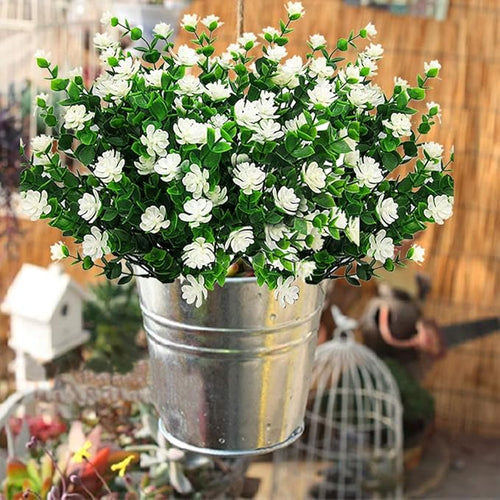 10 Bundles Artificial Fake Flowers, Faux Outdoor Plastic Plants UV Resistant - Image 2