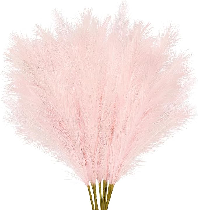 35" Pink Faux Pampas Grass Decor by ObbsieDirect