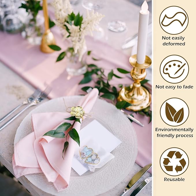 Bokon 50 Pcs Gold Napkin Rings Metal Napkin Holders Rings Bulk - Image 3
