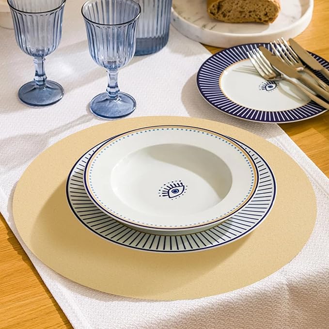 50 Pieces Kraft Paper Place Mats Brown Round Disposable Table Mats Decorative - Image 5
