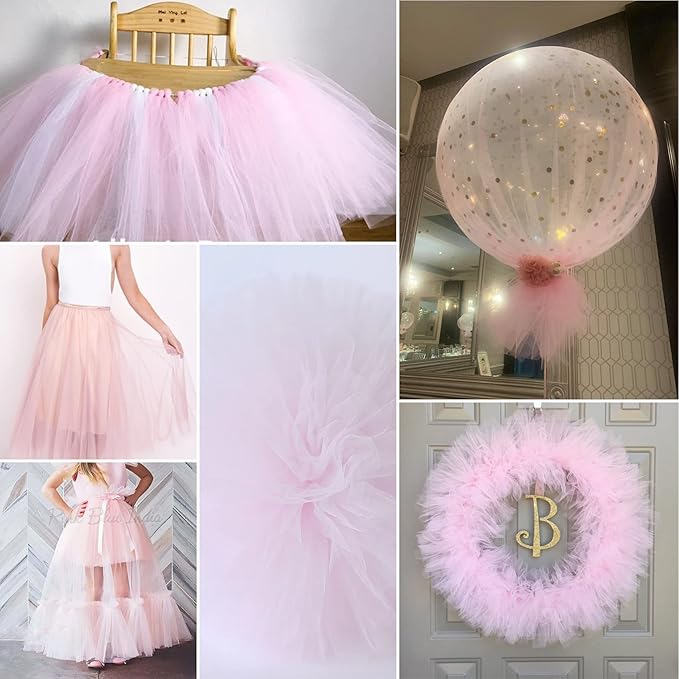 Light Pink Tulle Fabric Rolls 6 Inch by 200 Yards Fabric Spool Tulle Ribbon - Image 6