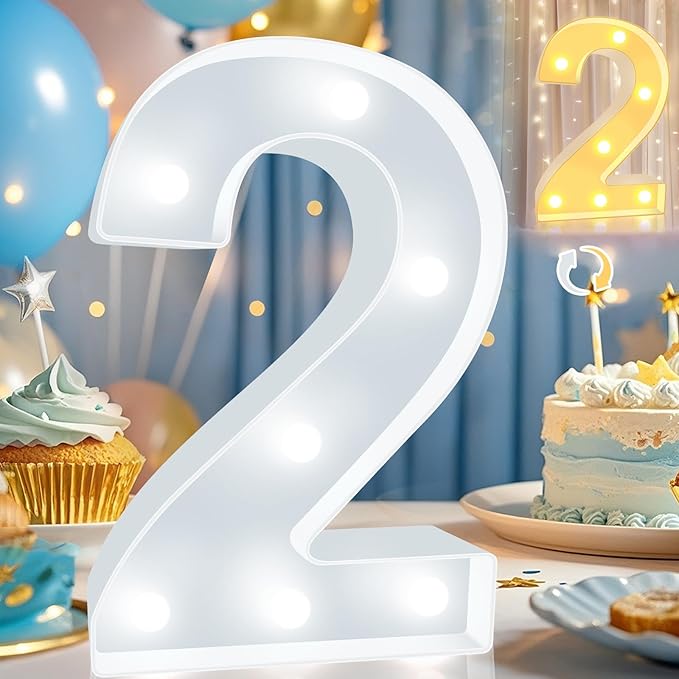 Pooqla LED Light Up Numbers, Warm White and Cool White Decorative Lighted by Pooqla