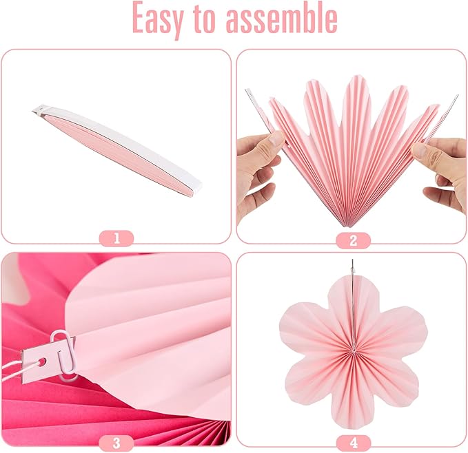 Easy Joy Hot Pink Paper Flowers Decorations - Image 3