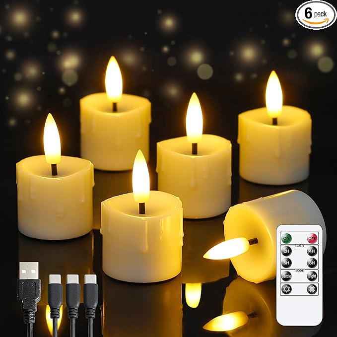 Rechargeable Flameless 1.6" x2.5" Tea Light Candles by Yeelida