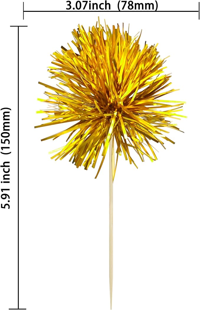 Ephlyn 30Pcs Foil Firework Cupcake Toppers Sparkles Fireworks Sticks Birthday - Image 2