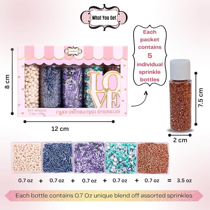 Confect Sea Paradise Sprinkles | Mix White & Sea Blue Pearl Dragees | Navy Blue - Image 4