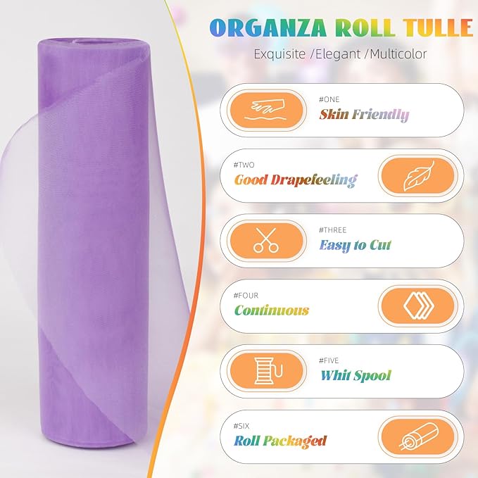 Crystal Organza Fabric Tulle 11 Inch by 50 Yards Sheer Tulle Rolls - Image 2