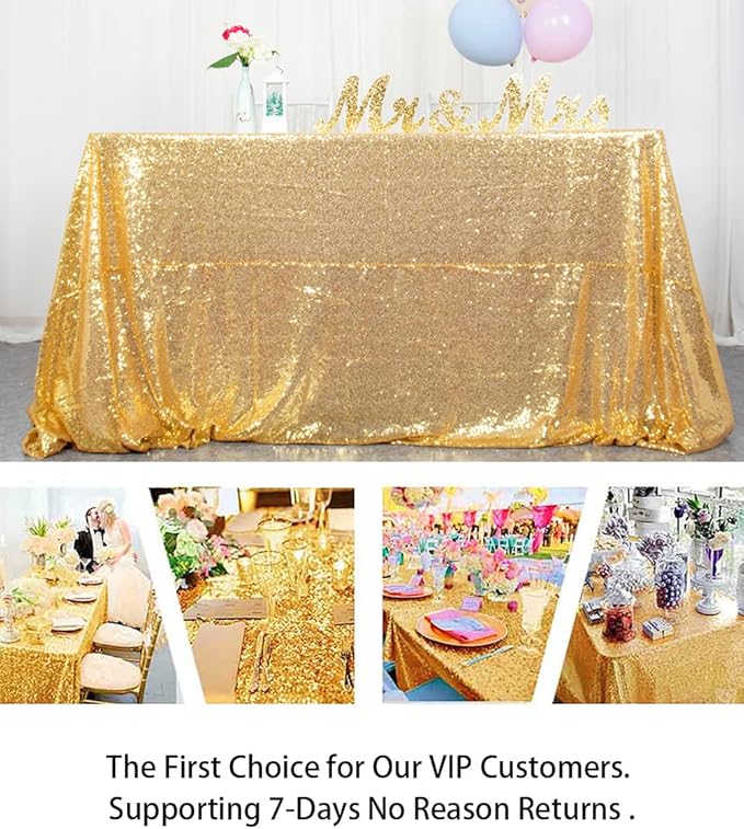 ShinyBeauty Sequin Tablecloth 72x72-Inch Gold Square Sequin Table Cover Glitter - Image 5