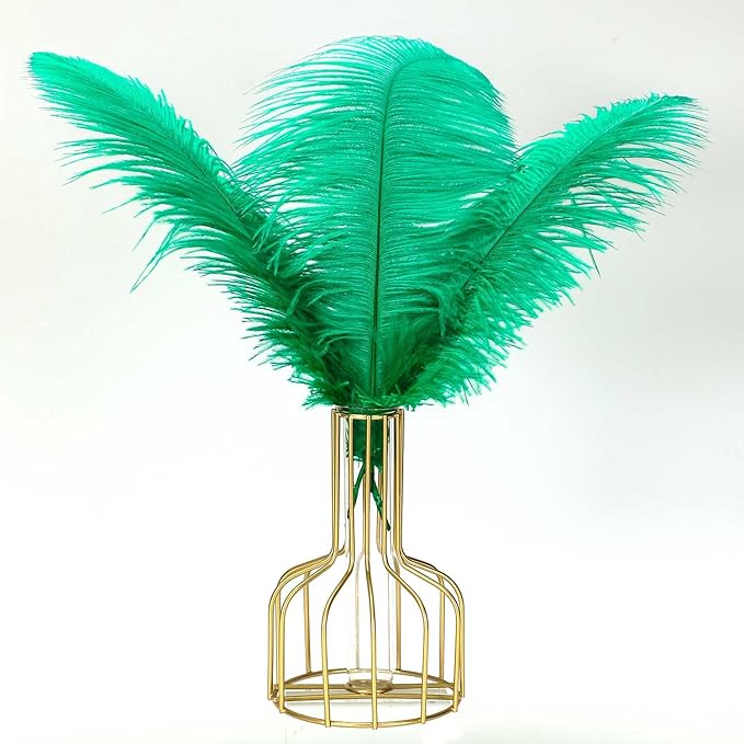 YAKRUNA 30PCS Green Ostrich Feathers Bulk 12-14 Inches - Image 3