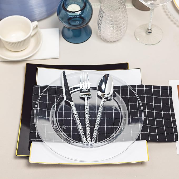 N9R 100PCS Clear Plastic Plates, 10.25 inch Clear Disposable Dinner Plate - Image 5