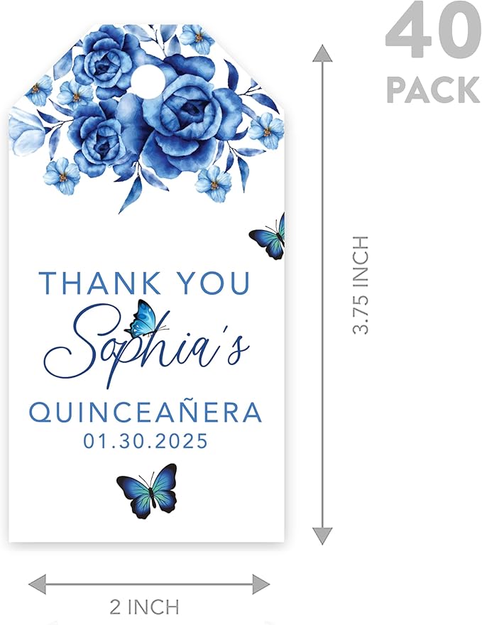 Andaz Press 40-Pack Personalized Quinceañera Favor Tags - Image 5