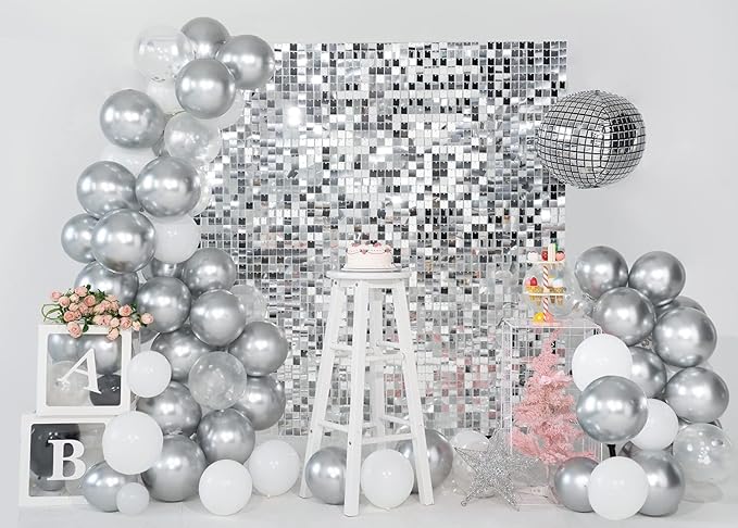 Kate Square Sliver Sequin Wall Panel Backdrop Sliver Glitter Panels Wedding - Image 8