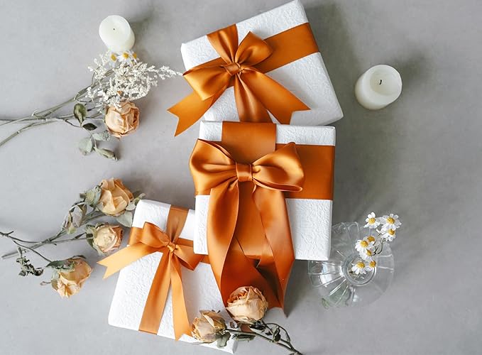 Copper Satin Ribbon 2.5 Inch Double-Faced Polyester Ribbons 25 Yards - Image 6
