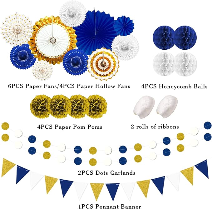 Blue and Gold Party Decorations - Image 2