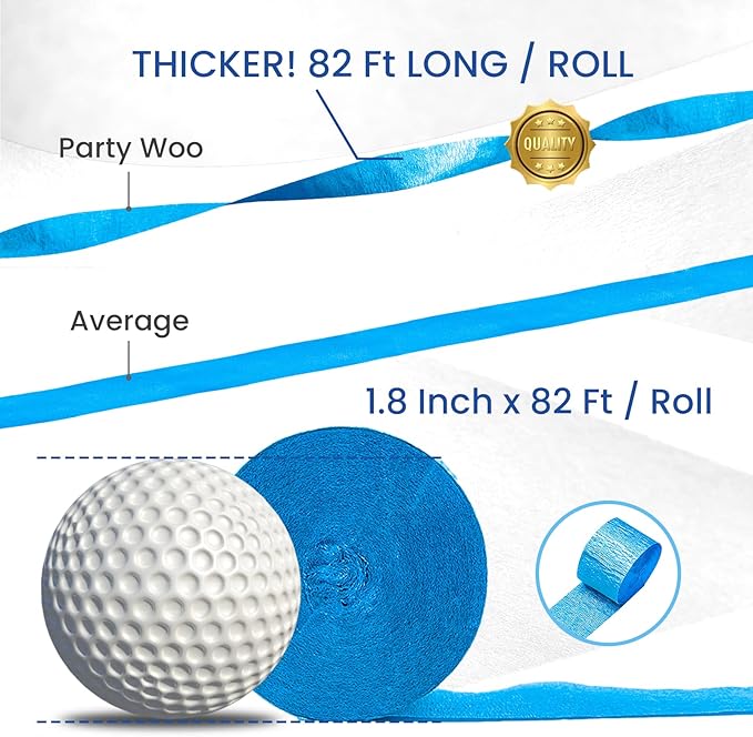 PartyWoo Crepe Paper Streamers 4 Rolls 328ft, Pack of Blue Crepe Paper - Image 3