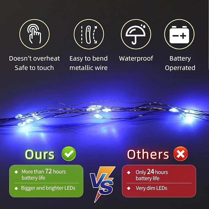 LAMPHOME 6 Pack Fairy Lights Battery Operated String Lights 6.6ft 20 Led Mason - Image 2