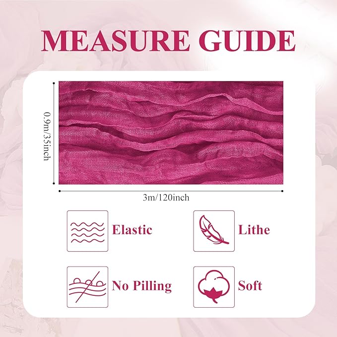 Asee'm 6pcs Cheesecloth Table Runner 120 Inches Long Fuchsia Boho Gauze Cheese - Image 2
