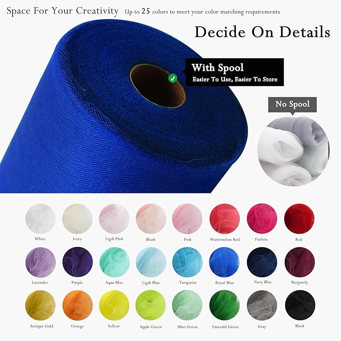 Royal Blue Tulle Fabric Rolls 54 Inch by 40 Yards Tulle Bolt Spool - Image 3