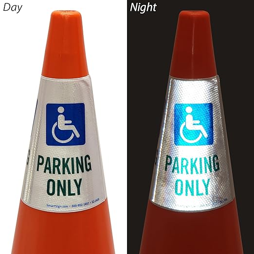 SmartSign 6-Pack "Handicapped Parking Only" Reflective Cone Message Sleeve - Image 3