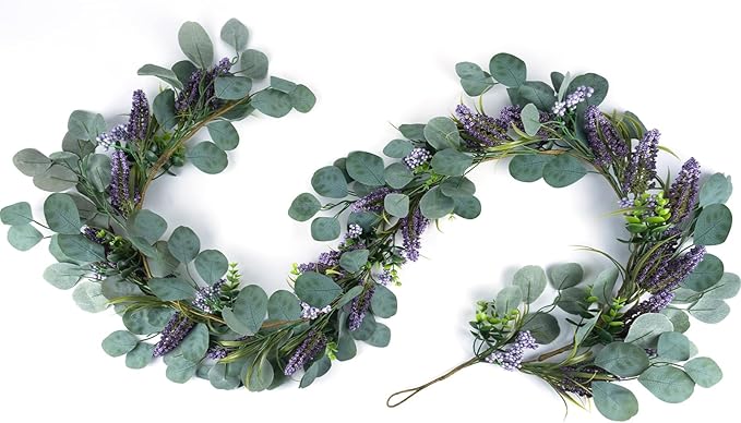6FT Purple Flower Garlands Artificial Spring/Summer Garland Greenery Garlands - Image 3