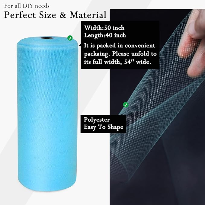 Turquoise Tulle Fabric Rolls 54 Inch by 40 Yards Tulle Bolt Spool - Image 2